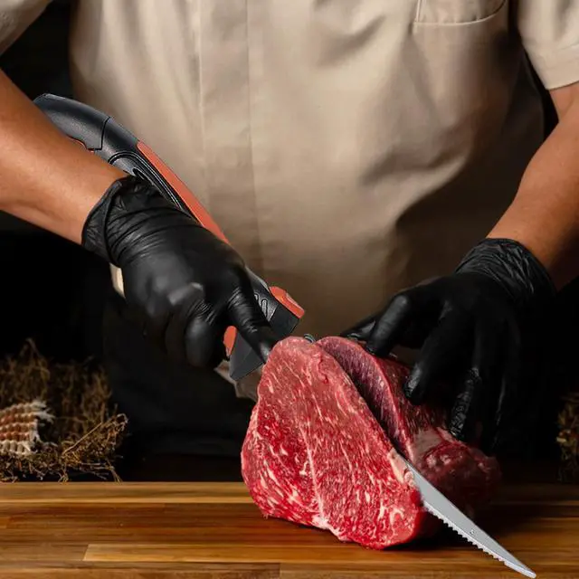 Alt view image 2 of 7 - Cordless Electric Fillet Knife - 5 Ti-Nitride Coated Non-Stick Blades, Ergonomic Non-Slip Grip Handle & Cooling Vent Stylish with Carry Bag,Perfect Electric Knife for Effortless Fishing (Orange)