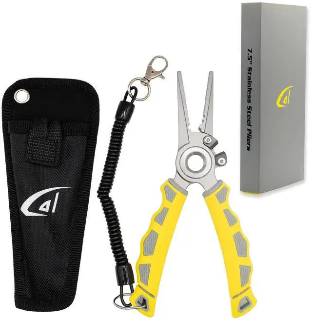 Main image of danco 7.5 Inch Fishing Pliers, 17-4 Stainless Steel, Tungsten Carbide Cutters, Saltwater Resistant Fishing Tool, Non-Slip Handles, Fresh/Saltwater Fishing Pliers