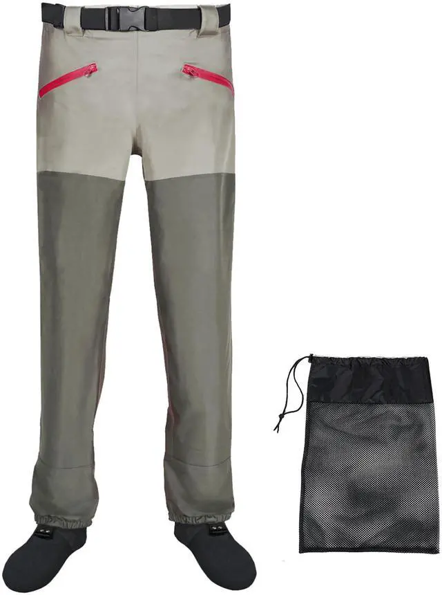 Main image of Waist Wader Pants for Men and Women, 3-Ply Breathable Waterproof Fishing Waders with Pockets and Durable Stockingfoot