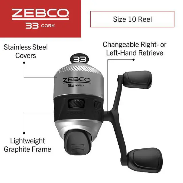Alt view image 3 of 7 - 33 Cork Reel and Fishing Rod Combo, Graphite Rod with Cork Handle, QuickSet Anti-Reverse Fishing Reel with Bite Alert