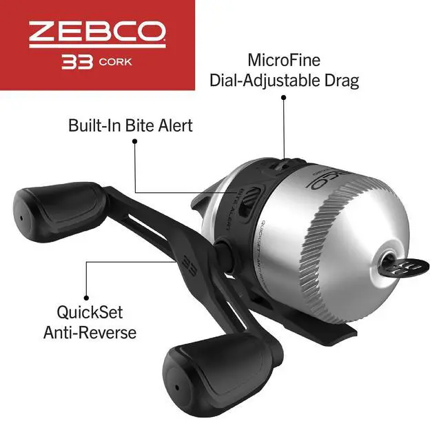 Alt view image 4 of 7 - 33 Cork Reel and Fishing Rod Combo, Graphite Rod with Cork Handle, QuickSet Anti-Reverse Fishing Reel with Bite Alert
