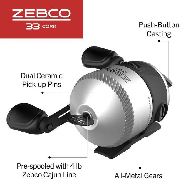 Alt view image 5 of 7 - 33 Cork Reel and Fishing Rod Combo, Graphite Rod with Cork Handle, QuickSet Anti-Reverse Fishing Reel with Bite Alert