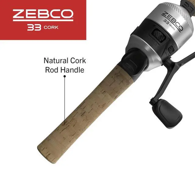 Alt view image 6 of 7 - 33 Cork Reel and Fishing Rod Combo, Graphite Rod with Cork Handle, QuickSet Anti-Reverse Fishing Reel with Bite Alert
