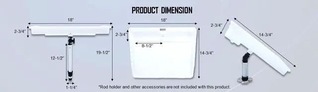 Alt view image 4 of 7 - Bait Cutting Board for Boat - Adjustable Fish Cleaning Filet Table with Compartments, Knife Slots, and Engraved Fish Scale | Easy to Transport & Store (Rod Holder Mount) White