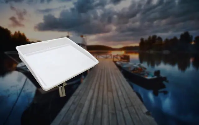 Alt view image 5 of 7 - Bait Cutting Board for Boat - Adjustable Fish Cleaning Filet Table with Compartments, Knife Slots, and Engraved Fish Scale | Easy to Transport & Store (Rod Holder Mount) White