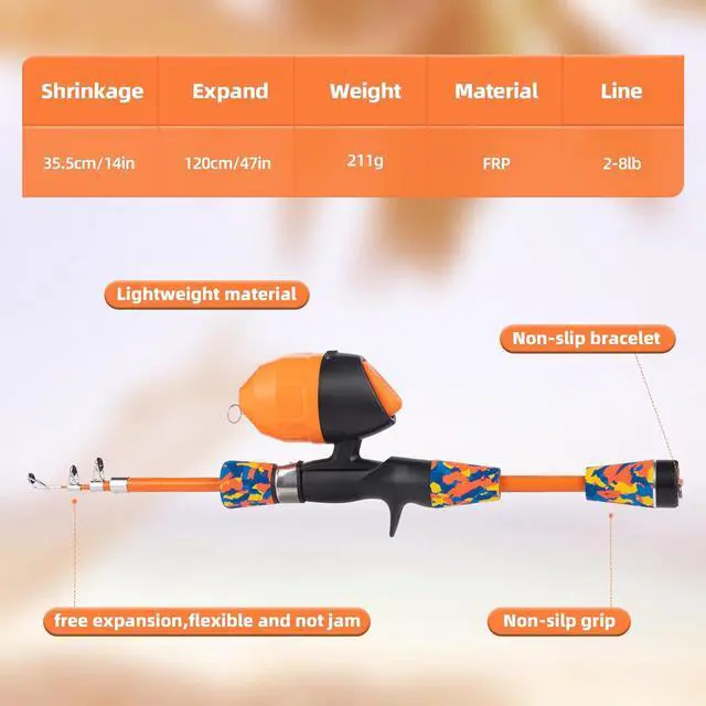 Alt view image 3 of 7 - Kids Fishing Pole Kit SetPortable Telescopic Fishing Rod and Reel Combo Full Kits for Boys, Girls, Beginner, Youth