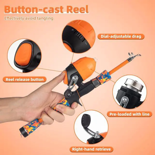 Alt view image 4 of 7 - Kids Fishing Pole Kit SetPortable Telescopic Fishing Rod and Reel Combo Full Kits for Boys, Girls, Beginner, Youth