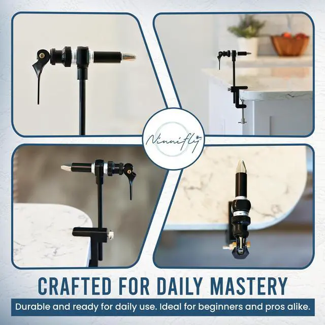 Alt view image 3 of 7 - Rotary Fly Tying Vise for Beginners 360° Sturdy Clamp Base Black Fly Vise/Complete Fly Fishing Tools Kit | Fly Tying Materials Kit | Fly Tying Kit Accessories for Fishing Enthusiasts