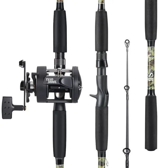 Alt view image 3 of 7 - Fishing Rod Combo with Conventional Reel, Medium Heavy for Catfish Salmon and Steelhead Saltwater Fishing