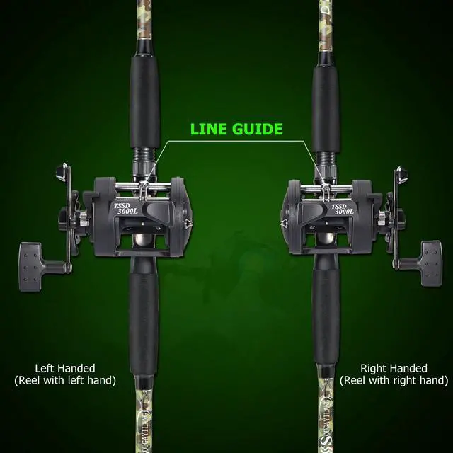 Alt view image 5 of 7 - Fishing Rod Combo with Conventional Reel, Medium Heavy for Catfish Salmon and Steelhead Saltwater Fishing