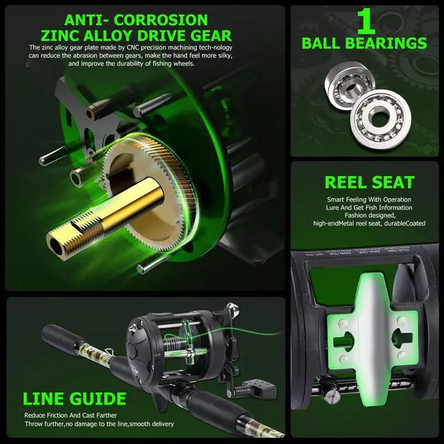 Alt view image 6 of 7 - Fishing Rod Combo with Conventional Reel, Medium Heavy for Catfish Salmon and Steelhead Saltwater Fishing