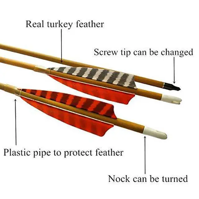 Alt view image 2 of 7 - Elong 30" Archery Carbon Arrows Wood Camo Shaft Spine 600/700 Recurve Bows Turkey Feather Arrow