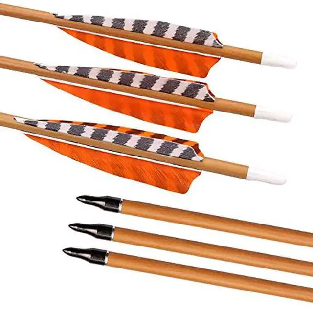 Alt view image 4 of 7 - Elong 30" Archery Carbon Arrows Wood Camo Shaft Spine 600/700 Recurve Bows Turkey Feather Arrow