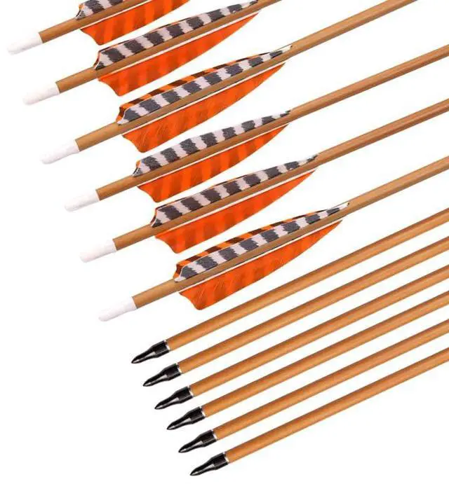 Main image of Elong 30" Archery Carbon Arrows Wood Camo Shaft Spine 600/700 Recurve Bows Turkey Feather Arrow