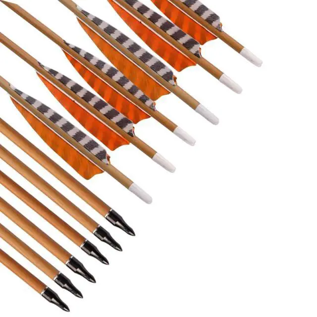 Alt view image 2 of 7 - Elong 30" Archery Carbon Arrows Wood Camo Shaft Spine 600/700 Recurve Bows Turkey Feather Arrow