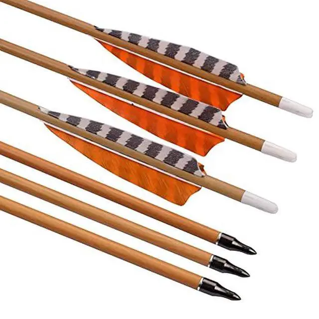 Alt view image 3 of 7 - Elong 30" Archery Carbon Arrows Wood Camo Shaft Spine 600/700 Recurve Bows Turkey Feather Arrow