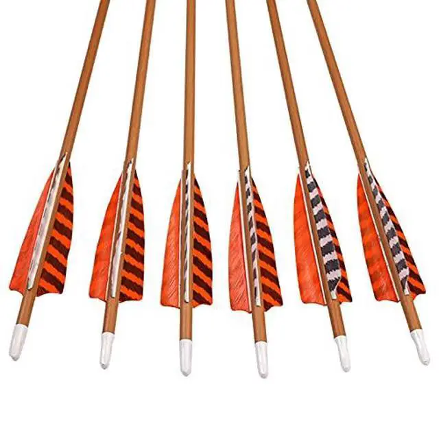 Alt view image 5 of 7 - Elong 30" Archery Carbon Arrows Wood Camo Shaft Spine 600/700 Recurve Bows Turkey Feather Arrow
