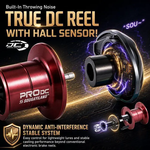 Alt view image 4 of 7 - Upgraded DC Baitcasting Reel with Digital Control Braking, Carbon Fiber Handle, 7+1 Stainless Steel Bearings, 7.2:1 Gear Ratio, Brass Gear, Audible Drag Clicker