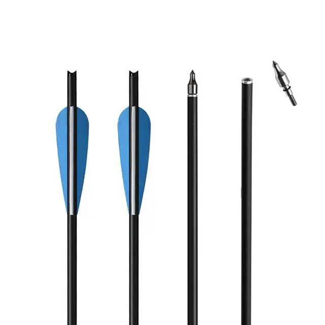 Alt view image 6 of 7 - 20 Inch Carbon Crossbow Bolt and Crossbow Broadheads Set, 12 Pcs Hunting Carbon Arrows for Crossbow with 3 Blade Broadheads 6 Pcs for Archery Practise Hunting Crossbow Arrows