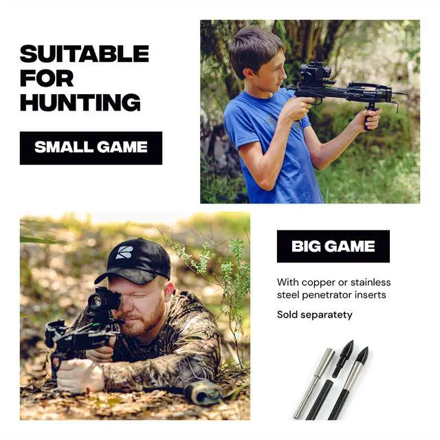Alt view image 6 of 7 - Sting Micro-Diameter Crossbow Bolts Carbon Arrows with Field Tips, Half-Moon Nocks, Penetrator Inserts for Hunting Broadheads OD 6.0mm