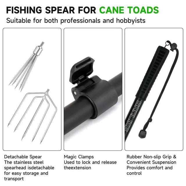 Alt view image 3 of 6 - Fishing Harpoon Spear Gaff Gig, Frog Flounder Fork Hook, 4ft-8ft | Fishing Harpoon Gig, Captures Frogs and Flounders Securely, Fits Ice Fishing, Streams, And Swamps