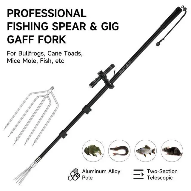 Alt view image 4 of 6 - Fishing Harpoon Spear Gaff Gig, Frog Flounder Fork Hook, 4ft-8ft | Fishing Harpoon Gig, Captures Frogs and Flounders Securely, Fits Ice Fishing, Streams, And Swamps