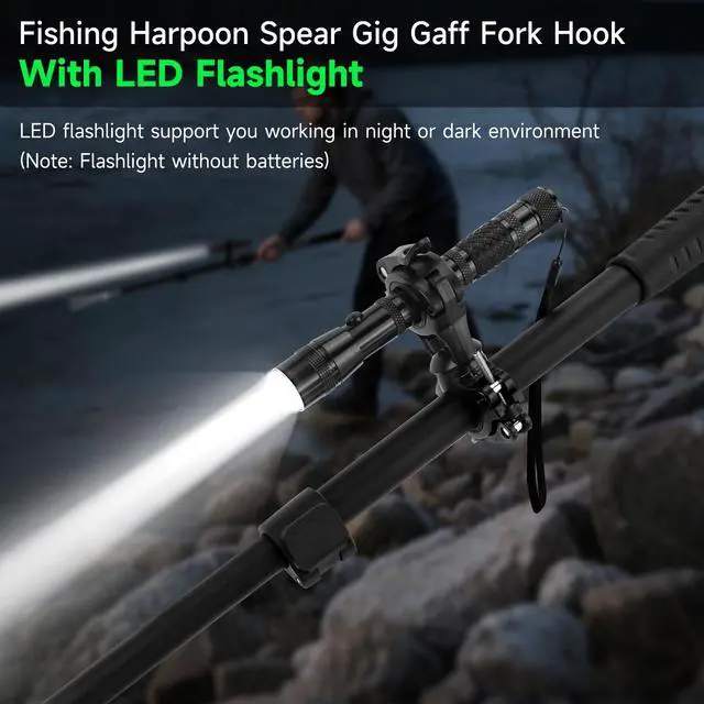 Alt view image 6 of 6 - Fishing Harpoon Spear Gaff Gig, Frog Flounder Fork Hook, 4ft-8ft | Fishing Harpoon Gig, Captures Frogs and Flounders Securely, Fits Ice Fishing, Streams, And Swamps