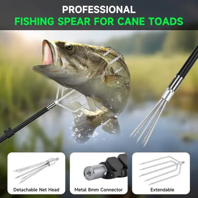 Alt view image 5 of 6 - Fishing Harpoon Spear Gaff Gig, Frog Flounder Fork Hook, 4ft-8ft | Fishing Harpoon Gig, Captures Frogs and Flounders Securely, Fits Ice Fishing, Streams, And Swamps