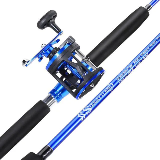 Main image of Fishing Rod Combo, 2-Piece Trolling Fishing Reel Combo with 3.8:1 Gear Ratio & 3+1 Bearings, Aluminum Reel Seat for Saltwater/Big Game Fish