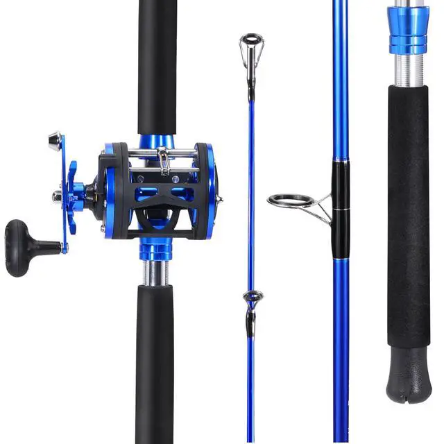 Alt view image 3 of 7 - Fishing Rod Combo, 2-Piece Trolling Fishing Reel Combo with 3.8:1 Gear Ratio & 3+1 Bearings, Aluminum Reel Seat for Saltwater/Big Game Fish