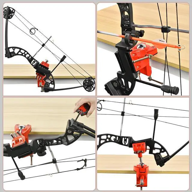 Alt view image 5 of 7 - 360° Rotating Universal Bow Vise for Compound & Recurve Bow Tuning | 360° full swivel, sturdy metal build, non-marring padded clamp, removable bench mount, home workbench & archery workshop