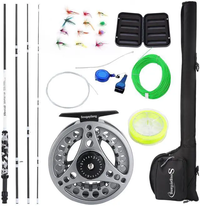 Main image of Standard Fly Fishing Combo Starter Kit, 5/6 Weight 9' Fly Rod with SuperPolymer Handle, Accessories, Carrying Case, Fly Box Case & Fishing Flies