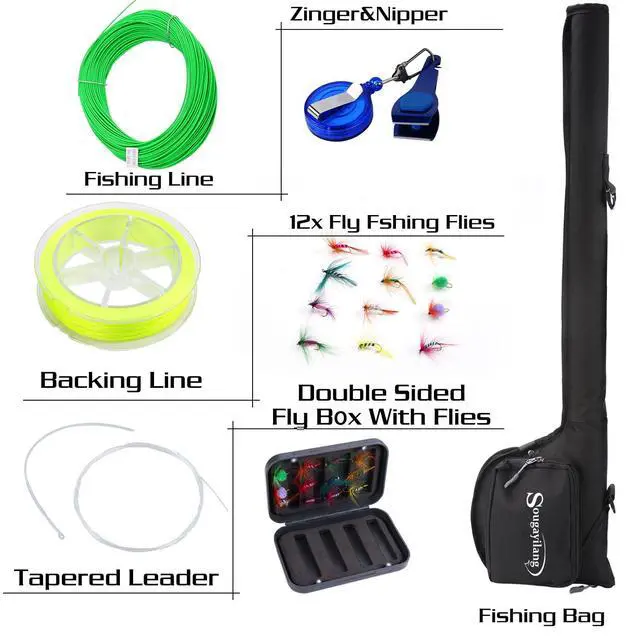 Alt view image 4 of 7 - Standard Fly Fishing Combo Starter Kit, 5/6 Weight 9' Fly Rod with SuperPolymer Handle, Accessories, Carrying Case, Fly Box Case & Fishing Flies