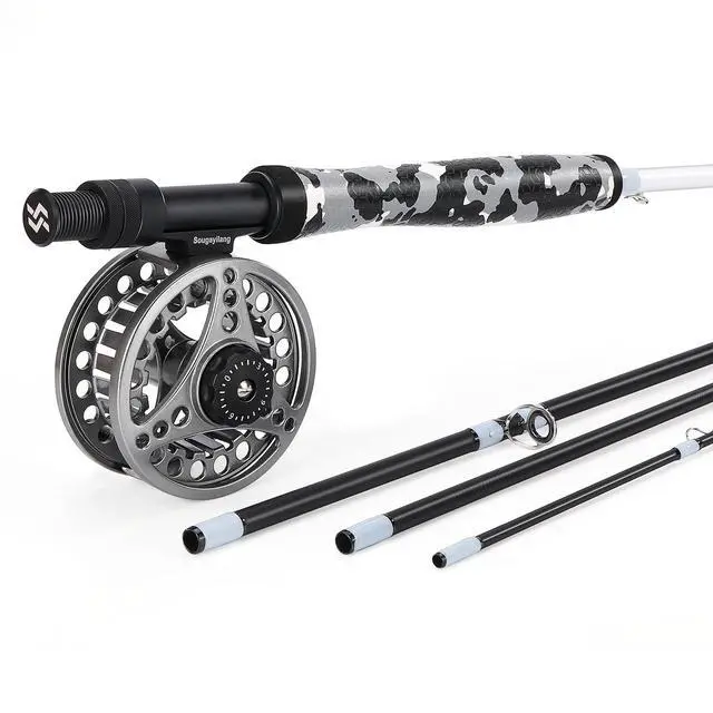 Alt view image 2 of 7 - Standard Fly Fishing Combo Starter Kit, 5/6 Weight 9' Fly Rod with SuperPolymer Handle, Accessories, Carrying Case, Fly Box Case & Fishing Flies