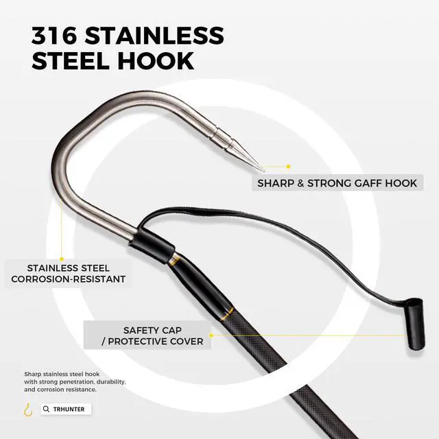 Alt view image 2 of 7 - Carbon Fiber Fishing Gaff Saltwater Fish Gaff with S316 Stainless Steel Fishing Hook