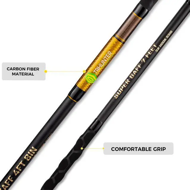 Alt view image 4 of 7 - Carbon Fiber Fishing Gaff Saltwater Fish Gaff with S316 Stainless Steel Fishing Hook