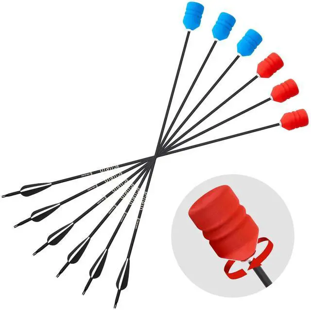 Main image of 30 Inch Foam Tipped Arrows, 6/12 Pcs Removable Sponge Tip Archery LARP Practice Arrows with Archery Carbon Bow for Compound Bow, Combat Game, Training, Cs Shooting