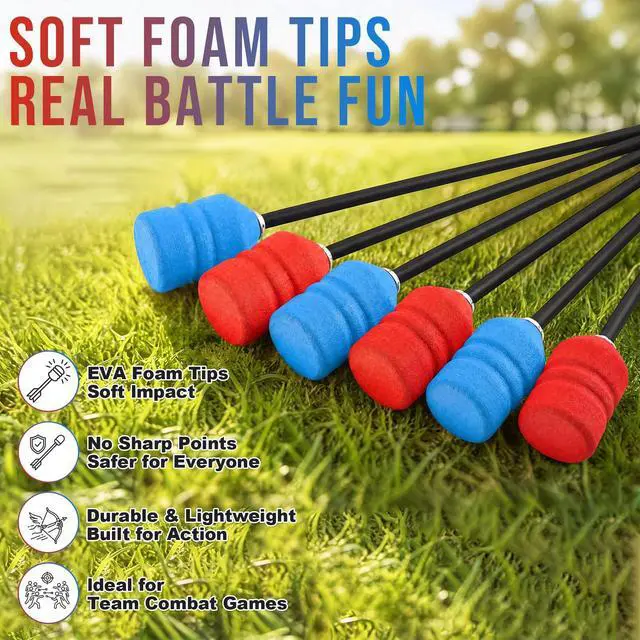 Alt view image 6 of 7 - 30 Inch Foam Tipped Arrows, 6/12 Pcs Removable Sponge Tip Archery LARP Practice Arrows with Archery Carbon Bow for Compound Bow, Combat Game, Training, Cs Shooting