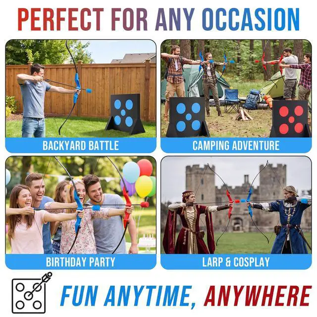 Alt view image 7 of 7 - 30 Inch Foam Tipped Arrows, 6/12 Pcs Removable Sponge Tip Archery LARP Practice Arrows with Archery Carbon Bow for Compound Bow, Combat Game, Training, Cs Shooting