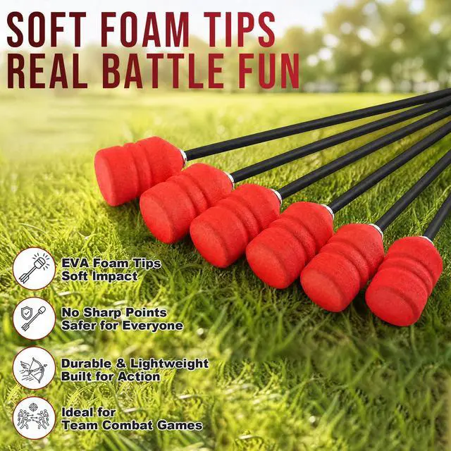 Alt view image 6 of 7 - 30 Inch Foam Tipped Arrows, 6/12 Pcs Removable Sponge Tip Archery LARP Practice Arrows with Archery Carbon Bow for Compound Bow, Combat Game, Training, Cs Shooting