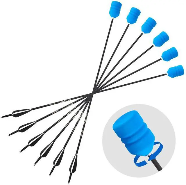 Main image of 30 Inch Foam Tipped Arrows, 6/12 Pcs Removable Sponge Tip Archery LARP Practice Arrows with Archery Carbon Bow for Compound Bow, Combat Game, Training, Cs Shooting