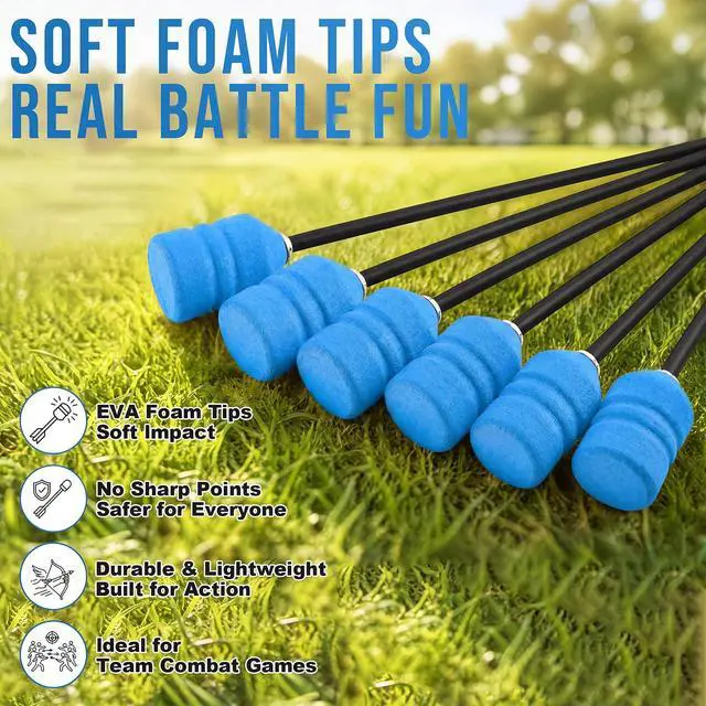 Alt view image 6 of 7 - 30 Inch Foam Tipped Arrows, 6/12 Pcs Removable Sponge Tip Archery LARP Practice Arrows with Archery Carbon Bow for Compound Bow, Combat Game, Training, Cs Shooting