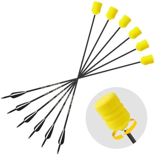 Main image of 30 Inch Foam Tipped Arrows, 6/12 Pcs Removable Sponge Tip Archery LARP Practice Arrows with Archery Carbon Bow for Compound Bow, Combat Game, Training, Cs Shooting