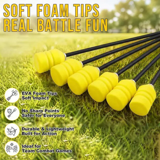 Alt view image 6 of 7 - 30 Inch Foam Tipped Arrows, 6/12 Pcs Removable Sponge Tip Archery LARP Practice Arrows with Archery Carbon Bow for Compound Bow, Combat Game, Training, Cs Shooting