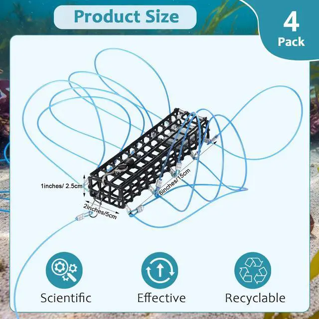 Alt view image 2 of 6 - 10 Loop Crab Snare Trap 6 Inch Length Catching Dungeness Crab Snare Trap with Reserve Loops for Fishing Poles Dungeness Blue Red Rock Crabs