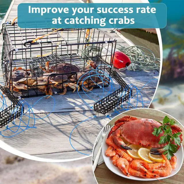 Alt view image 3 of 6 - 10 Loop Crab Snare Trap 6 Inch Length Catching Dungeness Crab Snare Trap with Reserve Loops for Fishing Poles Dungeness Blue Red Rock Crabs