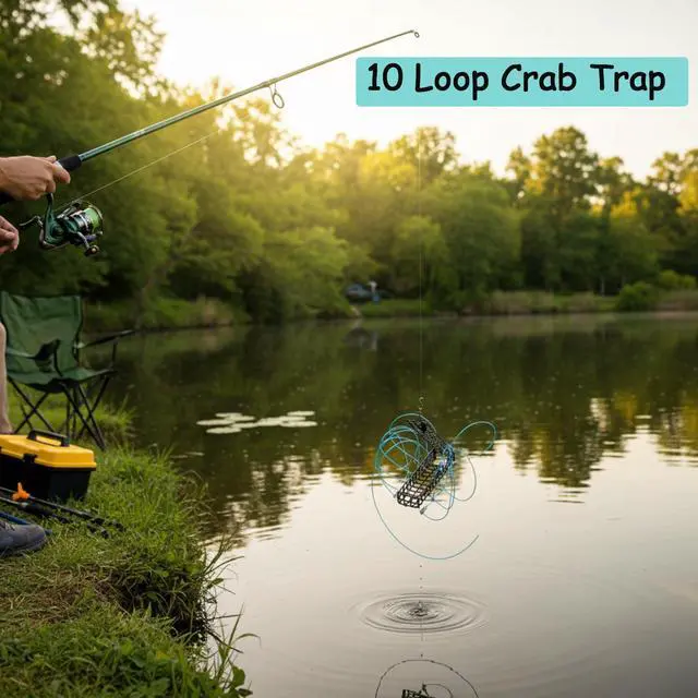 Alt view image 4 of 6 - 10 Loop Crab Snare Trap 6 Inch Length Catching Dungeness Crab Snare Trap with Reserve Loops for Fishing Poles Dungeness Blue Red Rock Crabs
