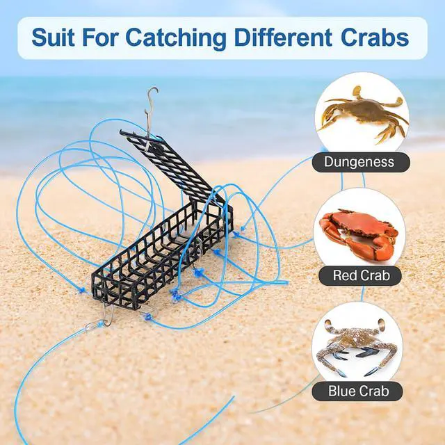 Alt view image 5 of 6 - 10 Loop Crab Snare Trap 6 Inch Length Catching Dungeness Crab Snare Trap with Reserve Loops for Fishing Poles Dungeness Blue Red Rock Crabs