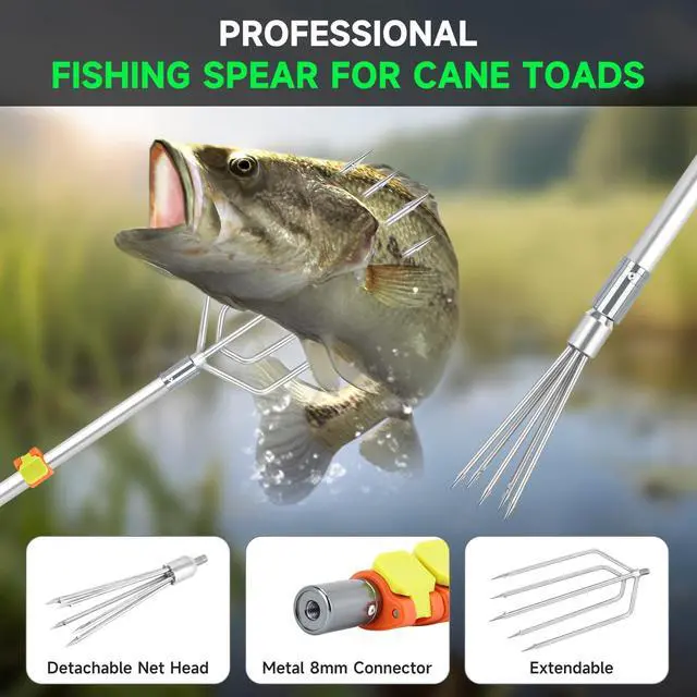 Alt view image 5 of 6 - Fishing Harpoon Spear Gaff Gig, Frog Flounder Fork Hook, 4ft-8ft | Fishing Harpoon Gig, Captures Frogs and Flounders Securely, Fits Ice Fishing, Streams, And Swamps