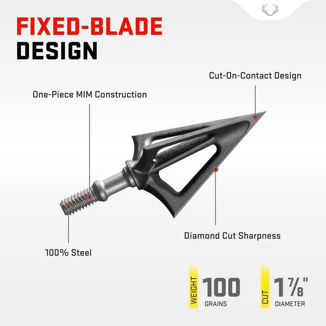 Alt view image 3 of 4 - EVO-X Montec Fixed Blade Broadhead - Pack of 3 - 100-Grain, Three-Blade Design